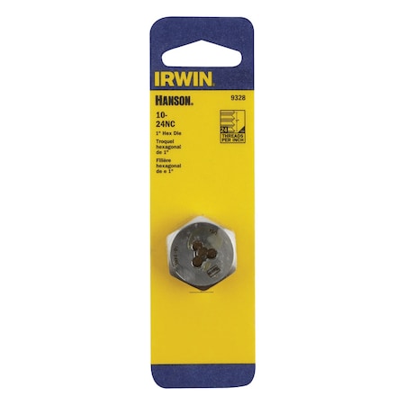 Irwin Irwin Hanson High Carbon Steel SAE Hexagon Die 10-24 1 pc 9328